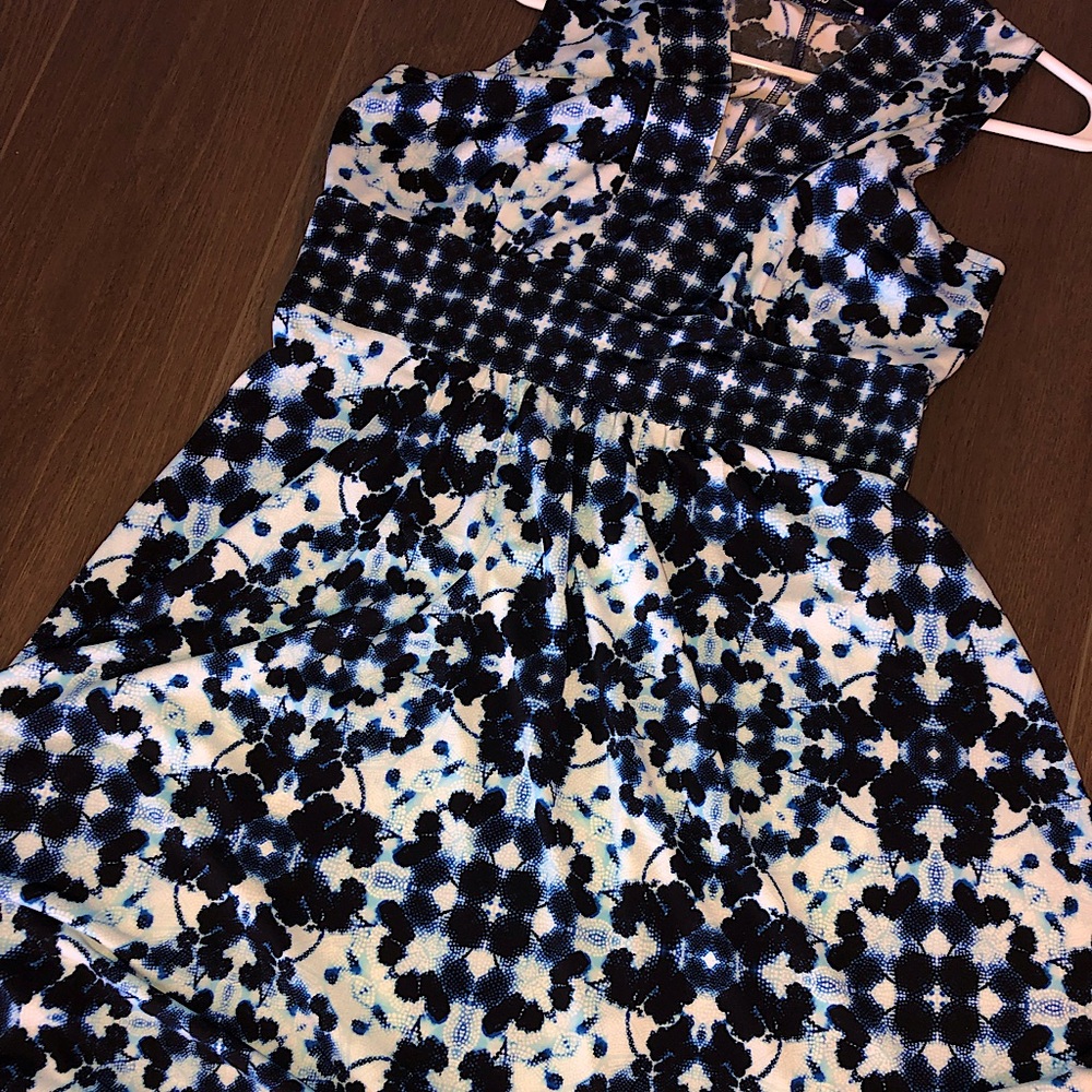 Dress by Wisp, blue tones, size 12 Flattering cut